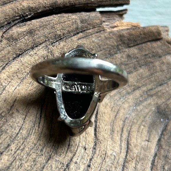 VINTAGE AVON SILVER BLACK ONYX RING - Picture 4 of 4